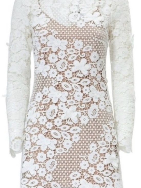 Self-Portrait Dresses & Skirts - Self-Portrait White Floral Lace Long-Sleeve Dress